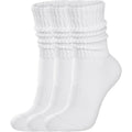 Womens Scrunch Crew Socks: Retro Solid Slouch Mid Calf Socks - Cotton Casual Athletic Socks